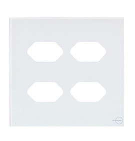 Placa p/ 4 Tomadas 4x4 - Novara Glass Branco